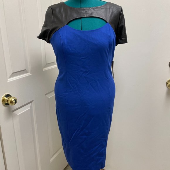 Nue by Shani Blue and Faux Leather Dress - Picture 1 of 6